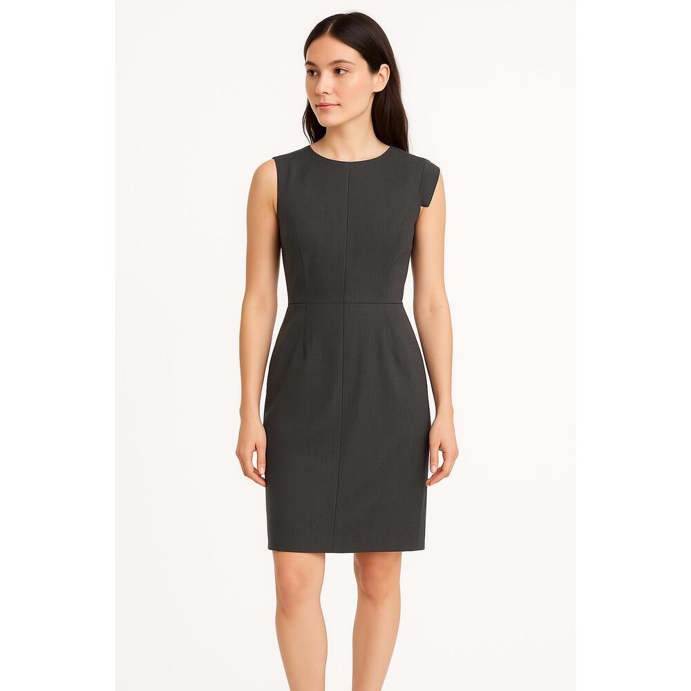 J.Crew Gray Sleeveless Round Neck Wool Blend E0370 Dress Womens Petite 4‎